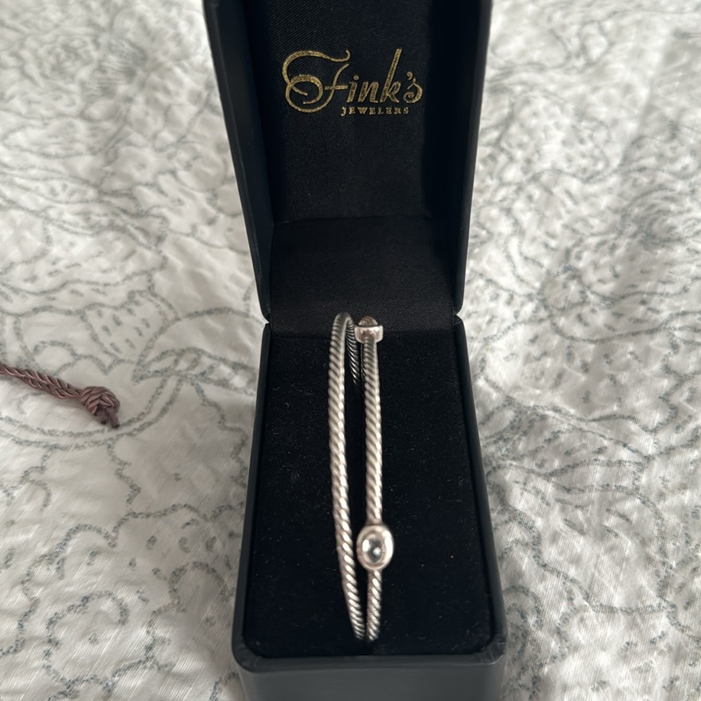 David Yurman Sterling Silver 4 Station Confetti Quartz Bangle Bracelet Set